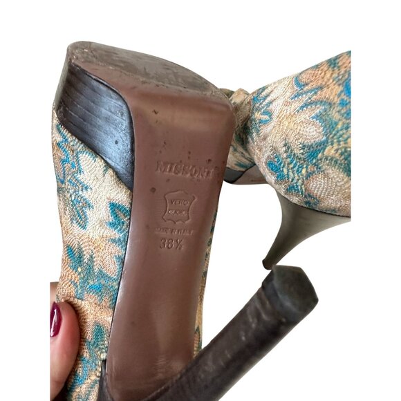 MISSONI Multicolor Patterned Platform Heels Size 38.5/8.5 - Picture 6 of 7